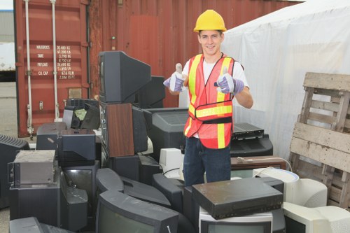 Residential skip placed in a backyard for waste disposal